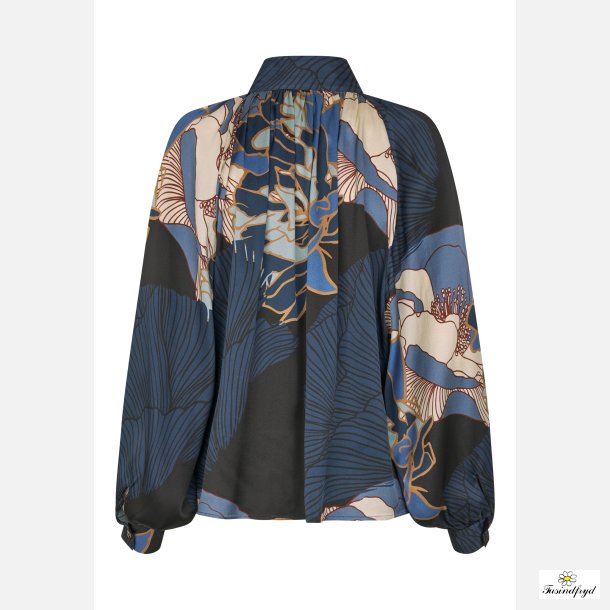 NitaDEA - Alepidia Blue - Blouse with stand collar