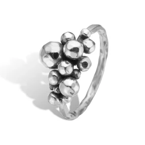Rose Buds Silver Cluster-14 - Ring