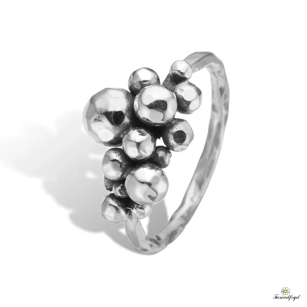 Rose Buds Silver Cluster-14 - Ring