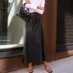 Dariana lang skindnederdel - sort