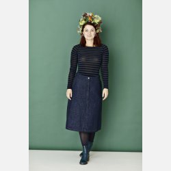 Mellemlang nederdel i denim