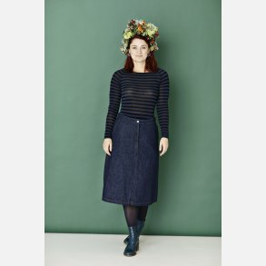 Mellemlang nederdel i denim