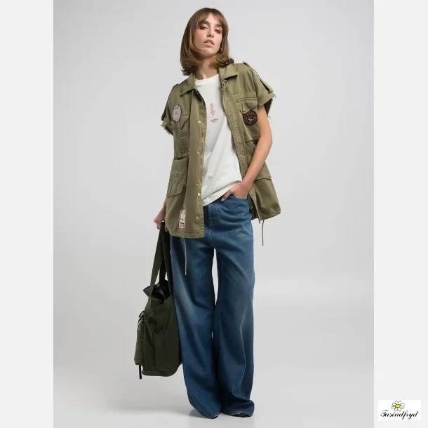 TWILL SHIRT WITH DRAWSTRING