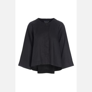 Airy linen kort jakke - Sort
