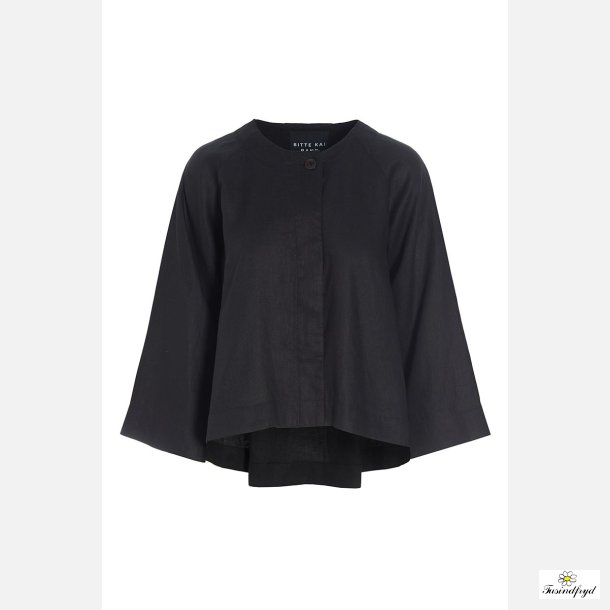 Airy linen kort jakke - Sort