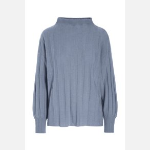 Cloud cashmere rib bluse - Steel blue