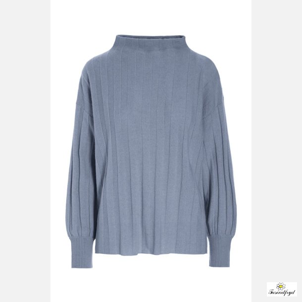 Cloud cashmere rib bluse - Steel blue