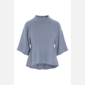 Cloud cashmere hjhalset bluse - Steel blue