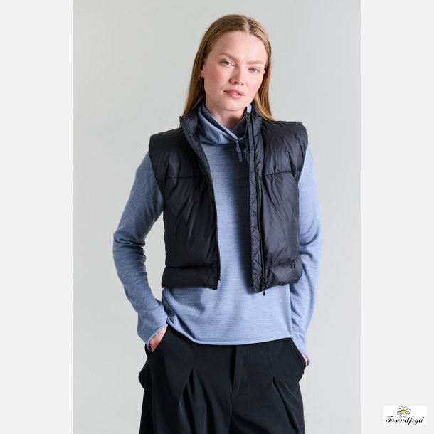 Feather down kort vest - Black