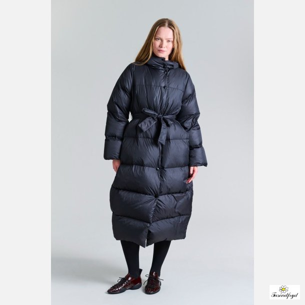 Feather down frakke med blte - sort
