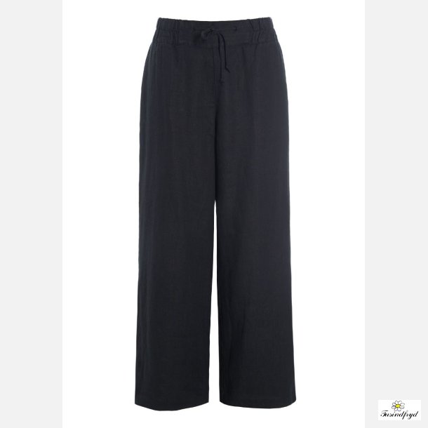 Lazy linen lige bukser - sort