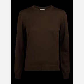 Signe strik m rund hals - uld - brun