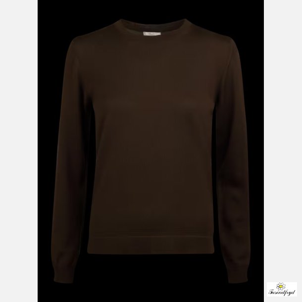 Signe strik m rund hals - uld - brun