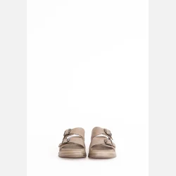 Sandal slip-in med spndelukning - glatskind brun 