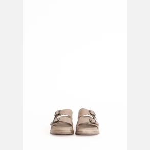 Sandal slip-in med spndelukning - glatskind brun 