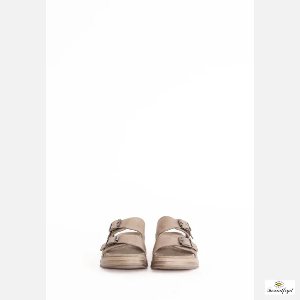 Sandal slip-in med spndelukning - glatskind brun 