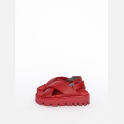 Rd sandal med kryds og hlrem