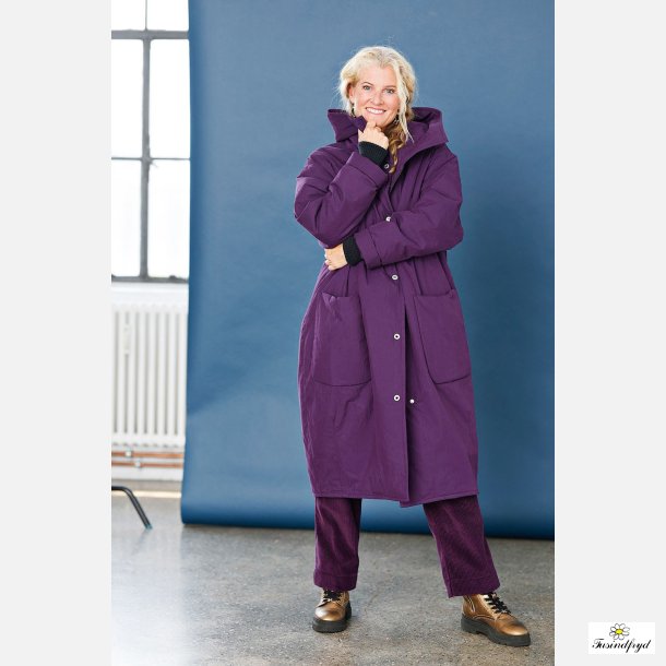 Vinterfrakke oversize - mrk lilla