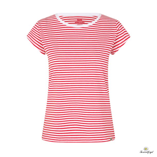 Fine Jersey Stripe Teasy Tee FAV- Fiery red/brilliant white