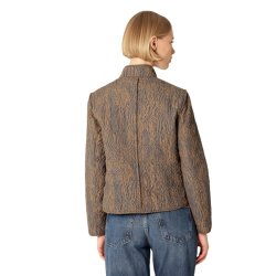 Kort quilted jakke - mrk beige med prikker