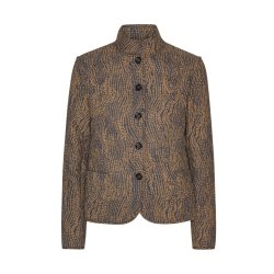 Kort quilted jakke - mrk beige med prikker