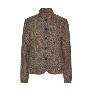 Kort quilted jakke - mrk beige med prikker