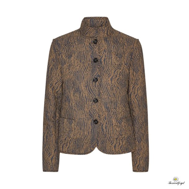 Kort quilted jakke - mrk beige med prikker